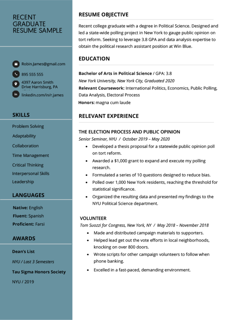 Recent College Graduate Resume Examples & How to Write | POST A RESUME