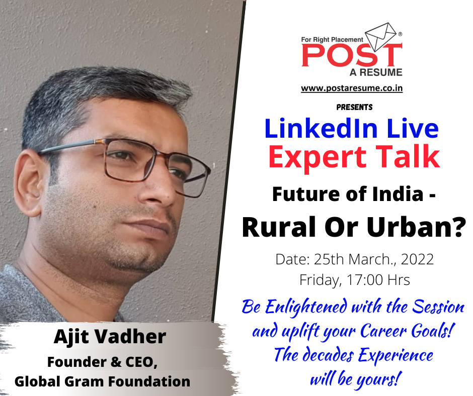 Expert Talk Live with Ajit Vadher on Future Of India - Rural or Urban?