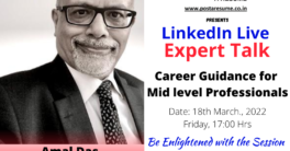 We are Live Now. Expert Talk Session with Amal Das having on "Career Guidance for Mid level Professionals". We will also attend a live Q&A. Do join us for Live session now - https://buff.ly/3wiODtR . Expert Talk Series Live Session on this Friday, 18th March, 2022 at 5 PM. This week our guest is Amal Das having more than 35 years of Rich Experience in Human Resource Industry. He will speak on "Career Guidance for Mid level Professionals". We will also attend a live Q&A. You can also submit your questions in the comments of this post as well. See you in Live Talk. Do join us for Live Notification on https://bit.ly/expertalksession . #ExpertTalk #CareerGuidance #AmalDas #PostAresume #VipulMMali #LinkedInlive #CareerTips #ExpertGuidance #HelpingHand #Facebooklive #YoutubeLive #VipulTheWonderful #VipulMali