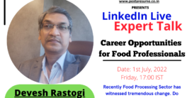 Expert Talk Live with Devesh Rastogi on Career Opportunities for Food Professionals