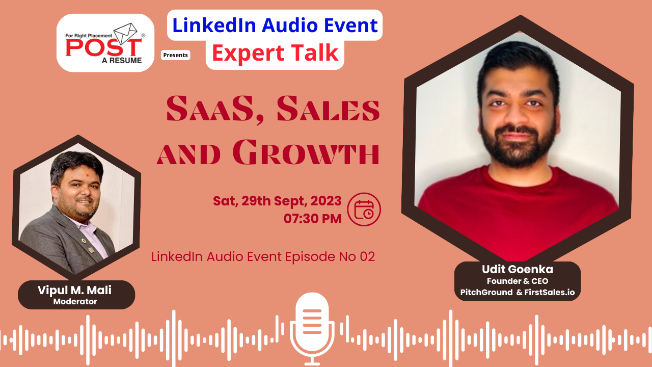 Udit Goenka Audio Event, Join the Expert Talk Audio Event with Udit Goenka on SaaS, Sales, and Growth!