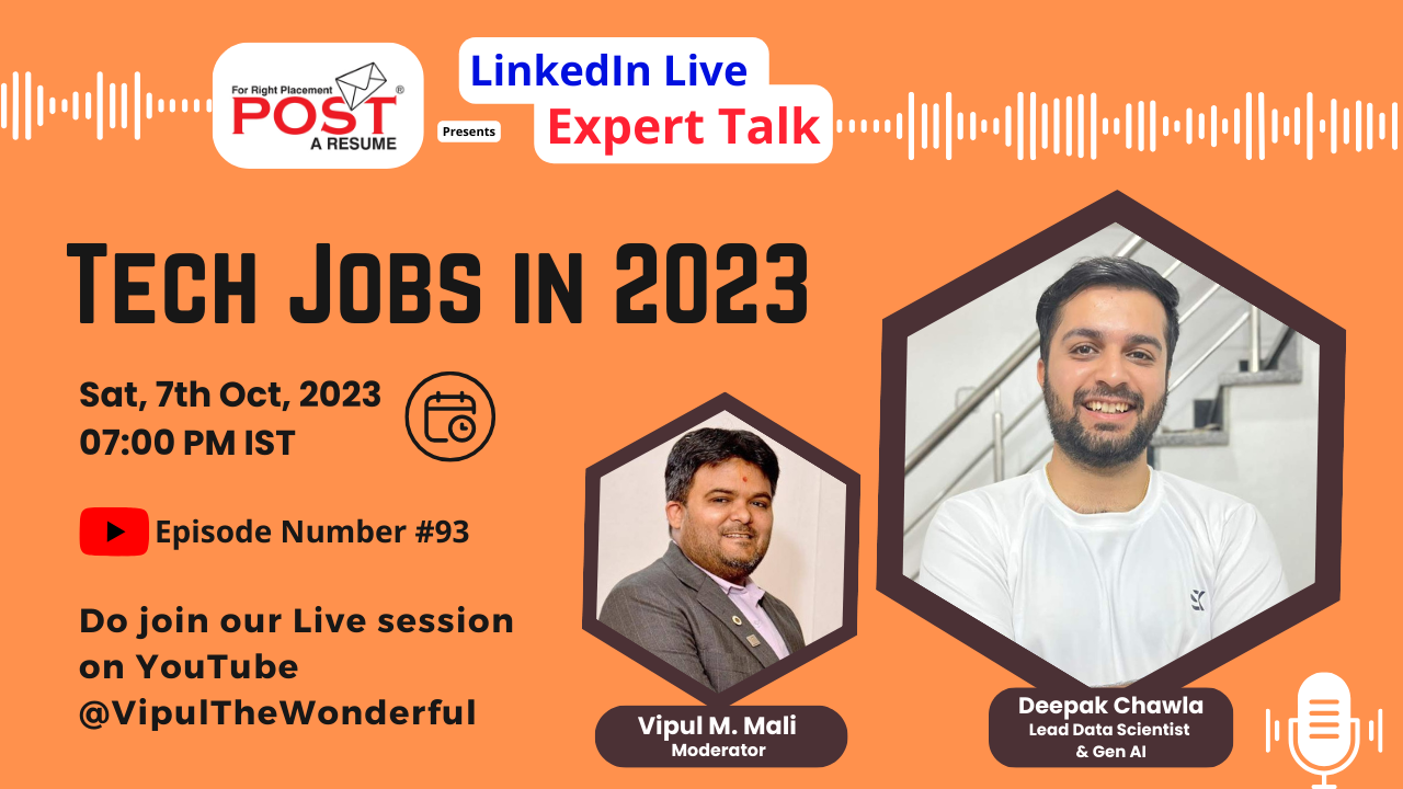 Tech Job in 2023. Meet Deepak Chawla, Lead Data Scientist, guiding students through career transitions. Get insights and career tips. Don't miss it!