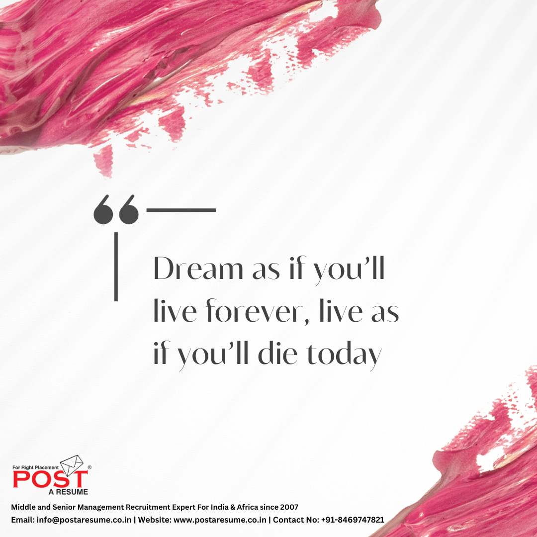 Dream it now, Sunday Quote, vipul m mali, vipul the wonderful, post a resume job placement consultancy
