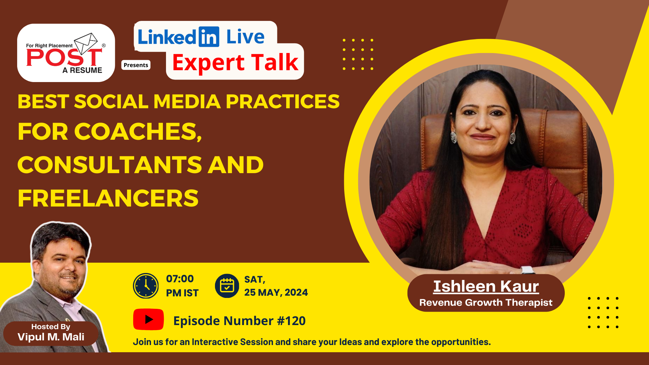 Expert Talk Ep. 120 with Ishleen Kaur on Best Social Media Practices for Coaches, Consultants, and Freelancers.