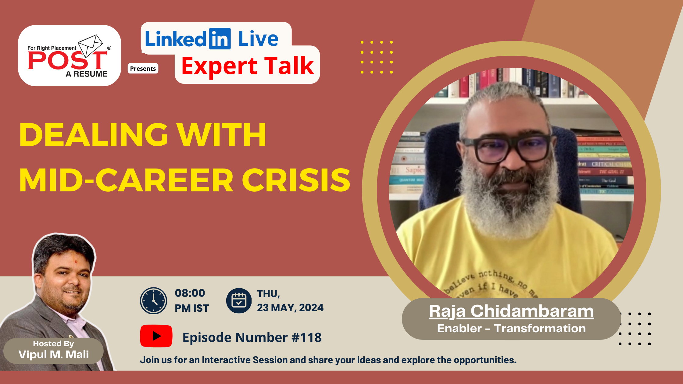 Expert Talk Ep. 118 with Raja Chidambaram on Dealing with Mid-Career Crisis