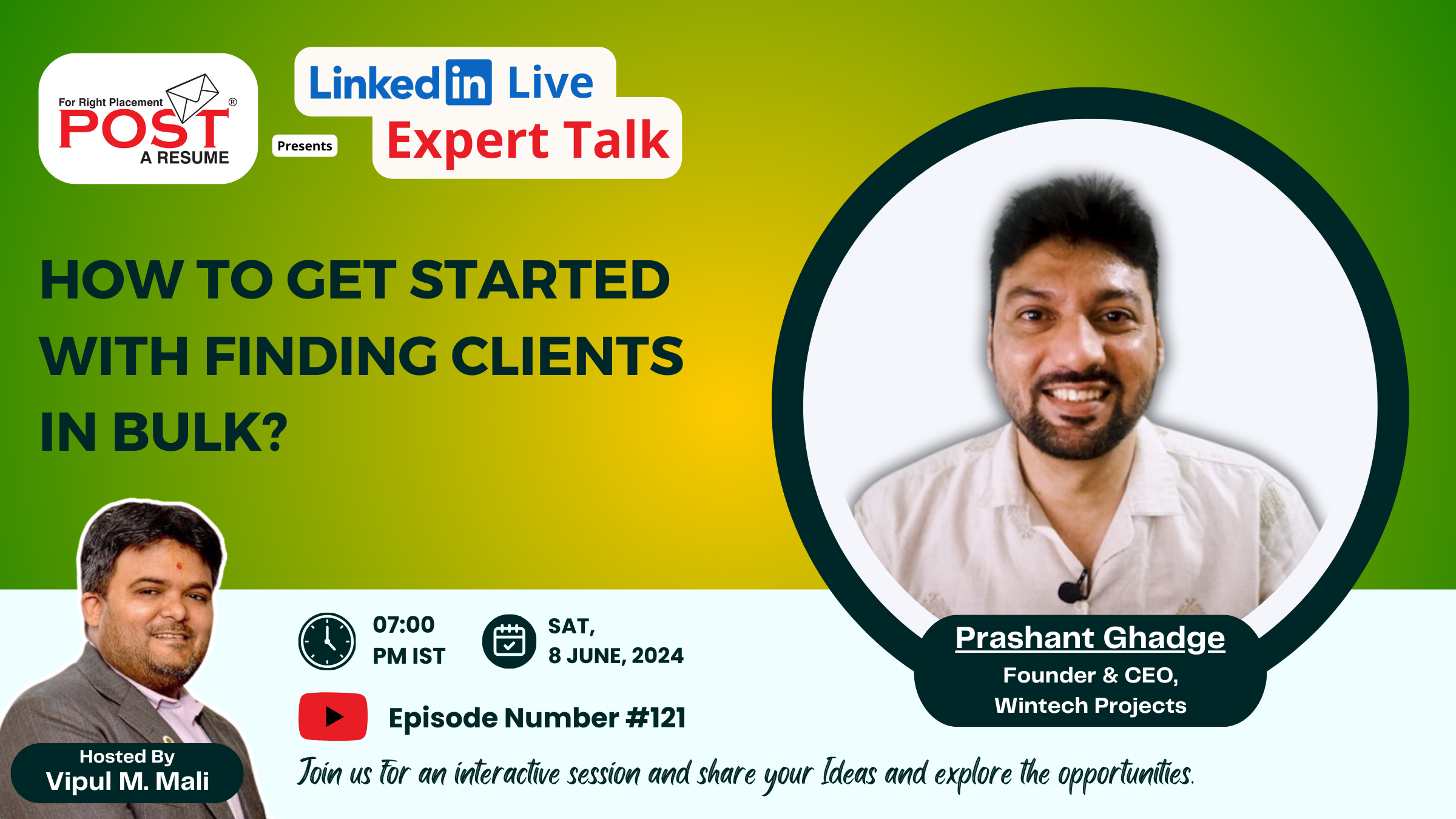 Expert Talk Ep. 121 with Prashant Ghadge on How to get started with finding clients in BULK