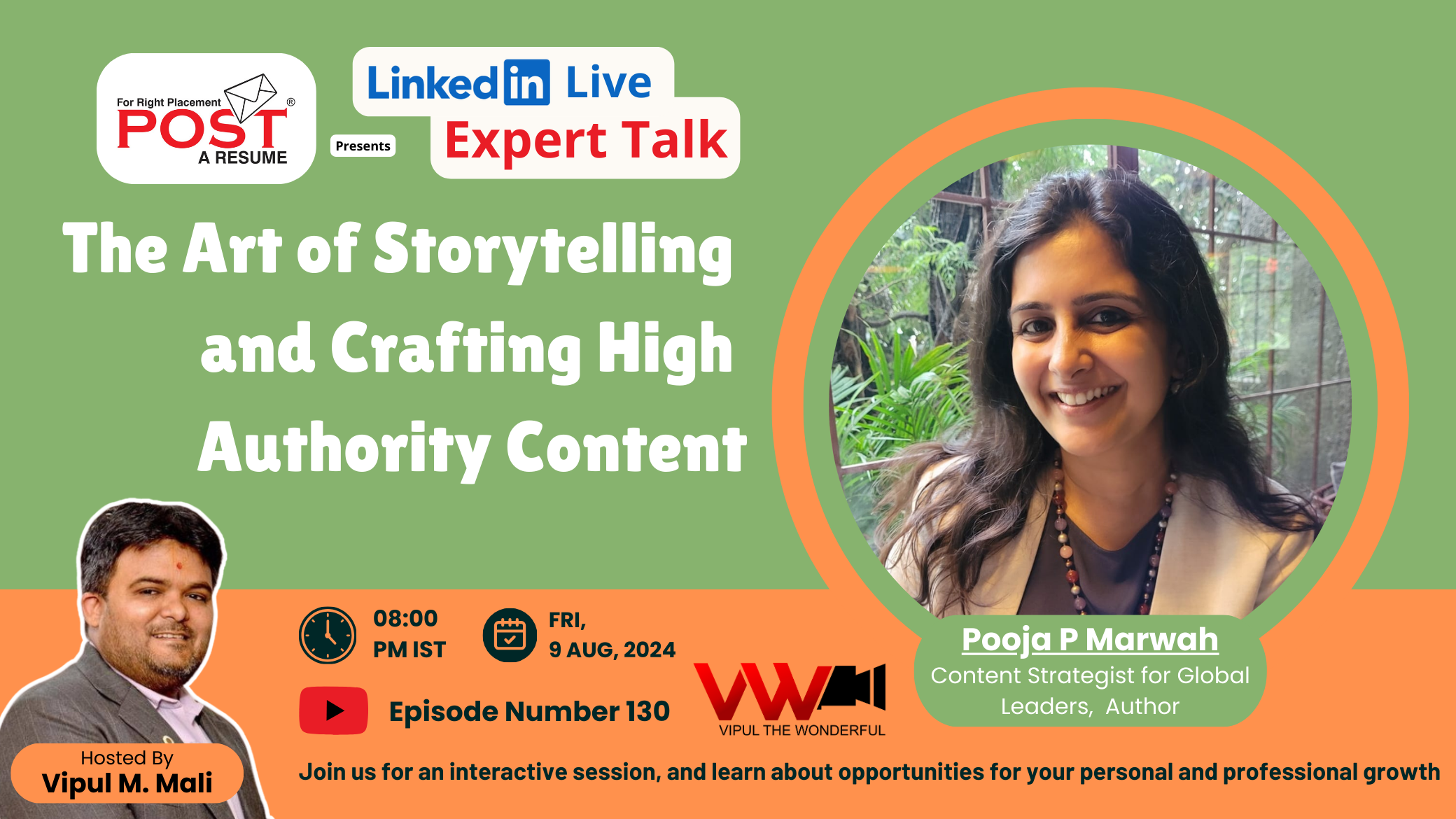 Expert Talk Ep. 130 with Pooja Marwah on Art of Storytelling and Crafting High Authority Content.