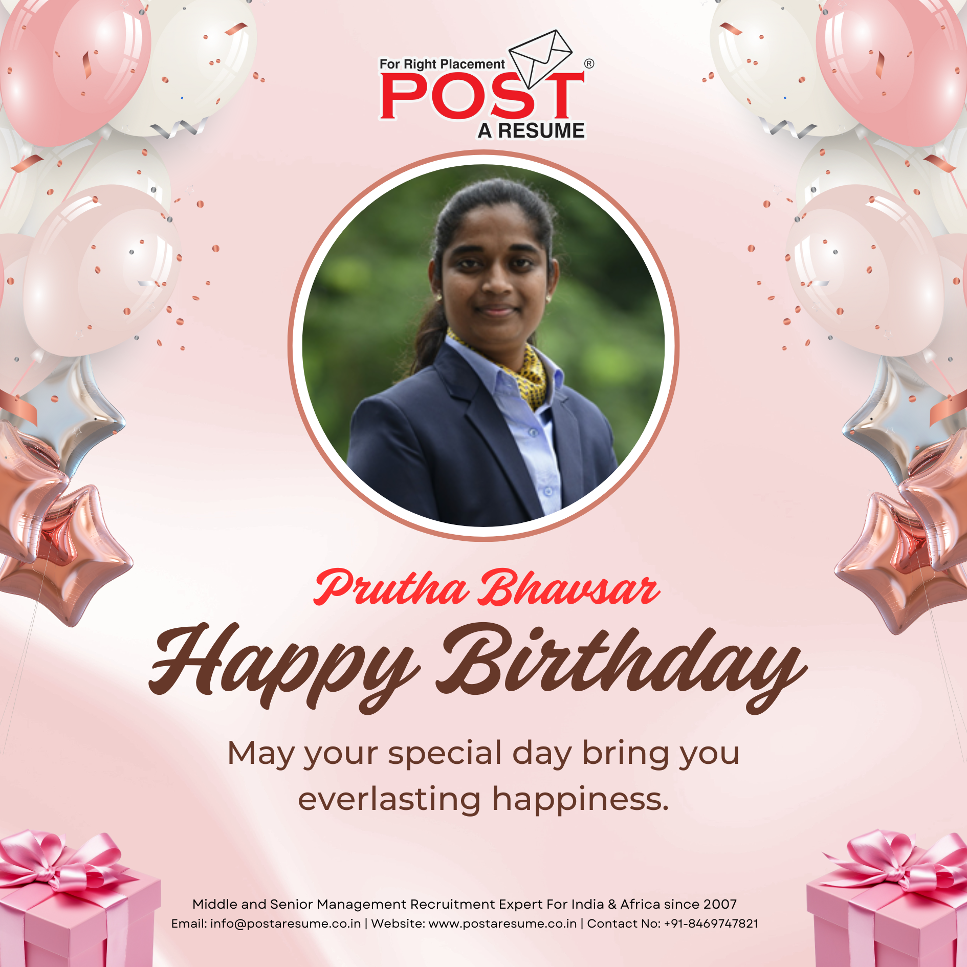 Happy Birthday, Prutha Bhavsar! Wishing you a day filled with joy, laughter, and endless celebrations!