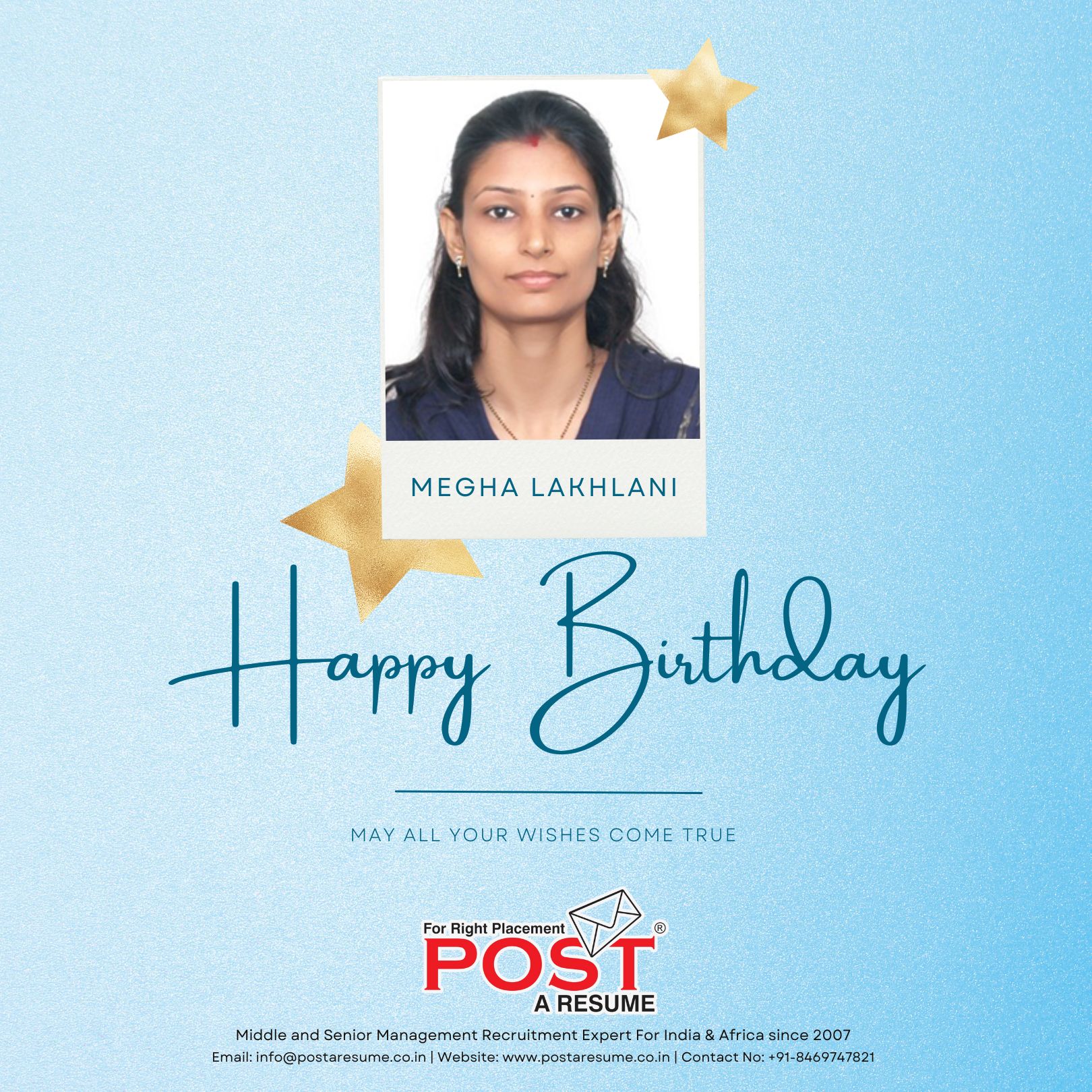 Wishing a fantastic birthday to Megha Lakhlani!