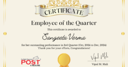 Exciting News – Employee of the Quarter! Congratulations to Sangeeta Verma.